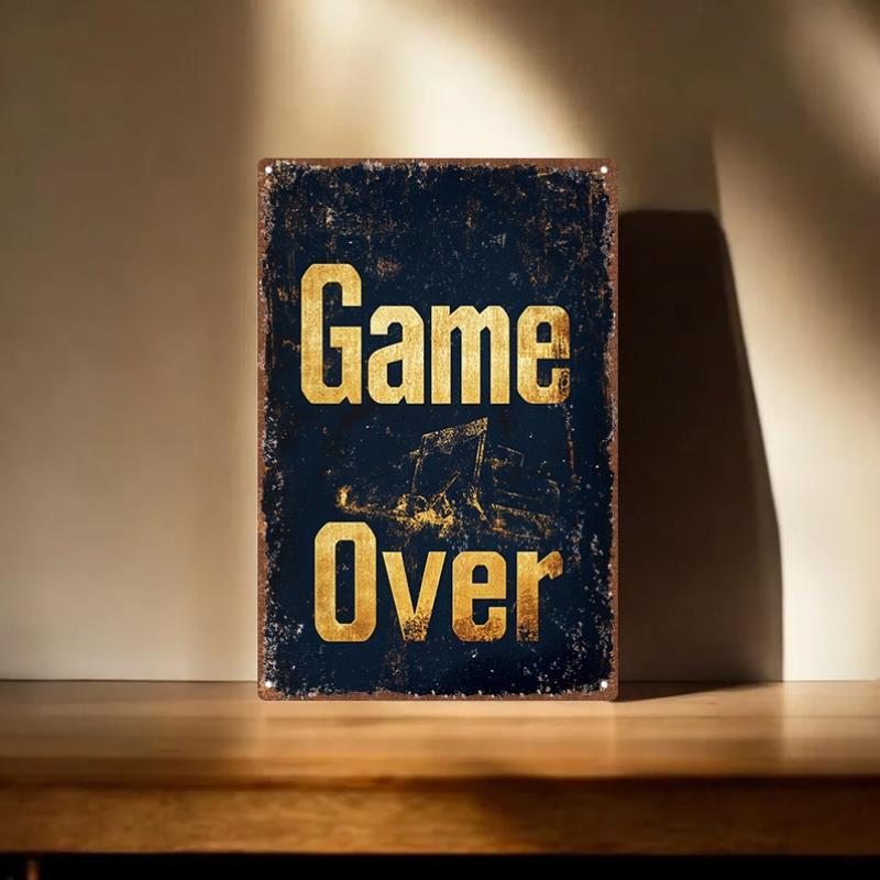 Retro Gaming Decor - Vintage Game Over Metal Tin Sign