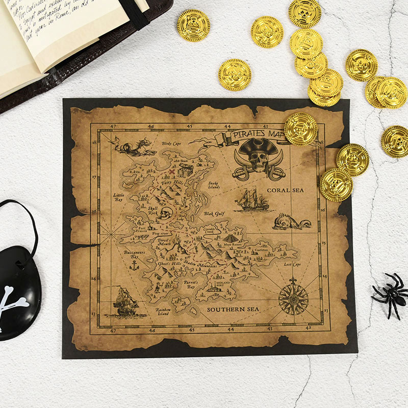 Retro Gaming Decor - Pirate Adventure Treasure Hunt Map Retro