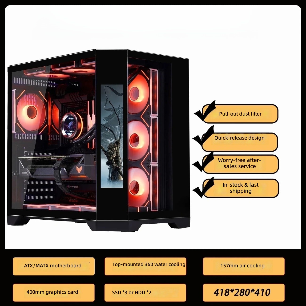4 RGB Fans Included Gaming PC  - đánh giá và giá Retro Gaming Pc Case